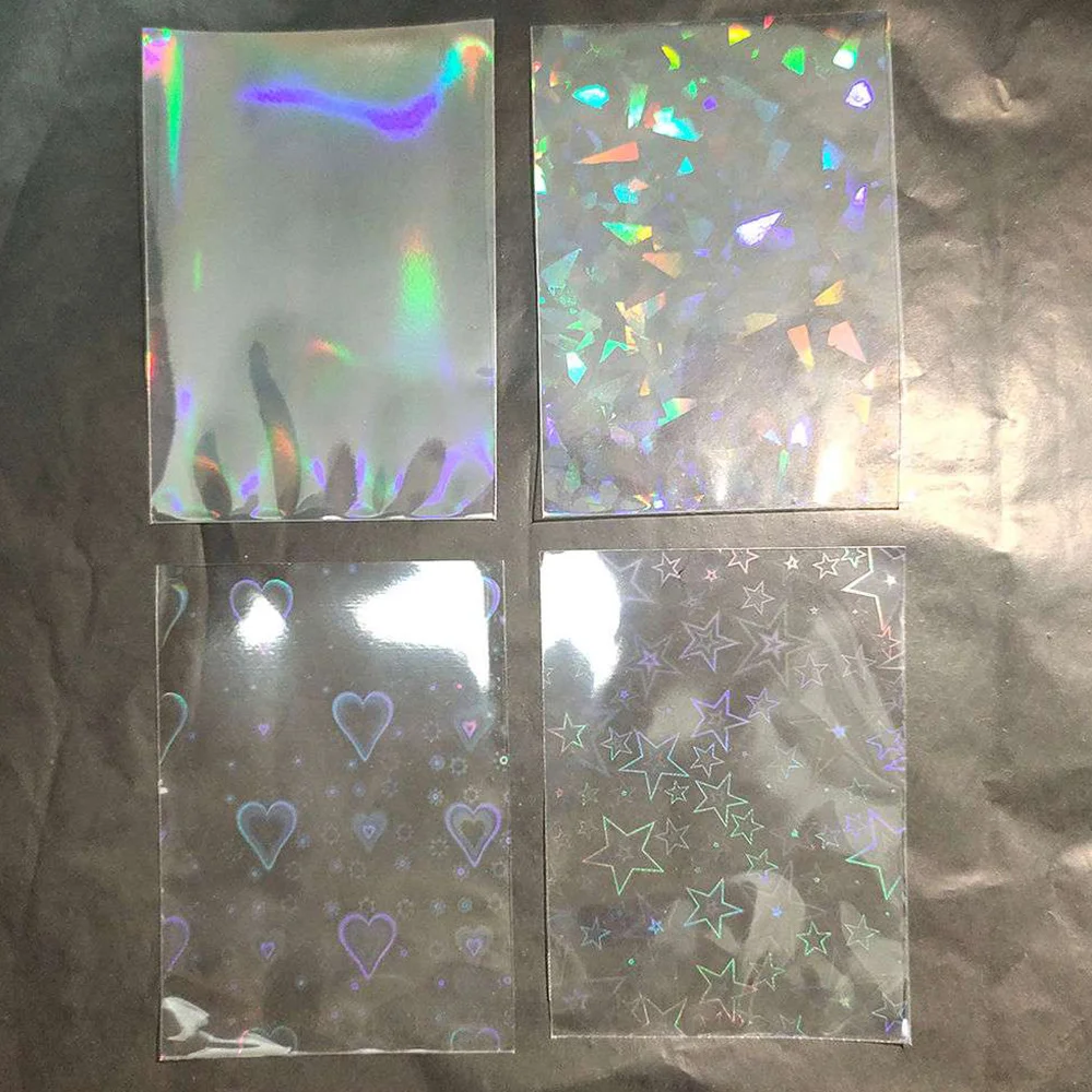 50PCS Card Sleeve Laser Card Holder Transparent Card Film Classic Card Protective Cover Flat Mouth Card Film Photo Protective