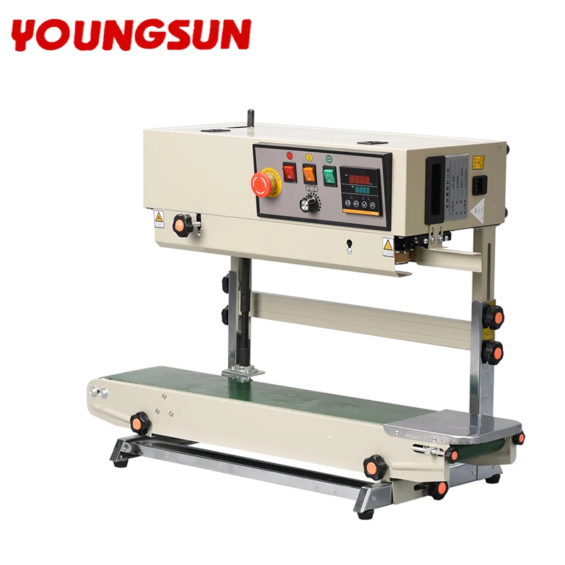 young sun Hot Sale Heat Band Sealer Continuous Stand Type Plastic Bag Sealer Machine Packing Vertical Sealing Machine