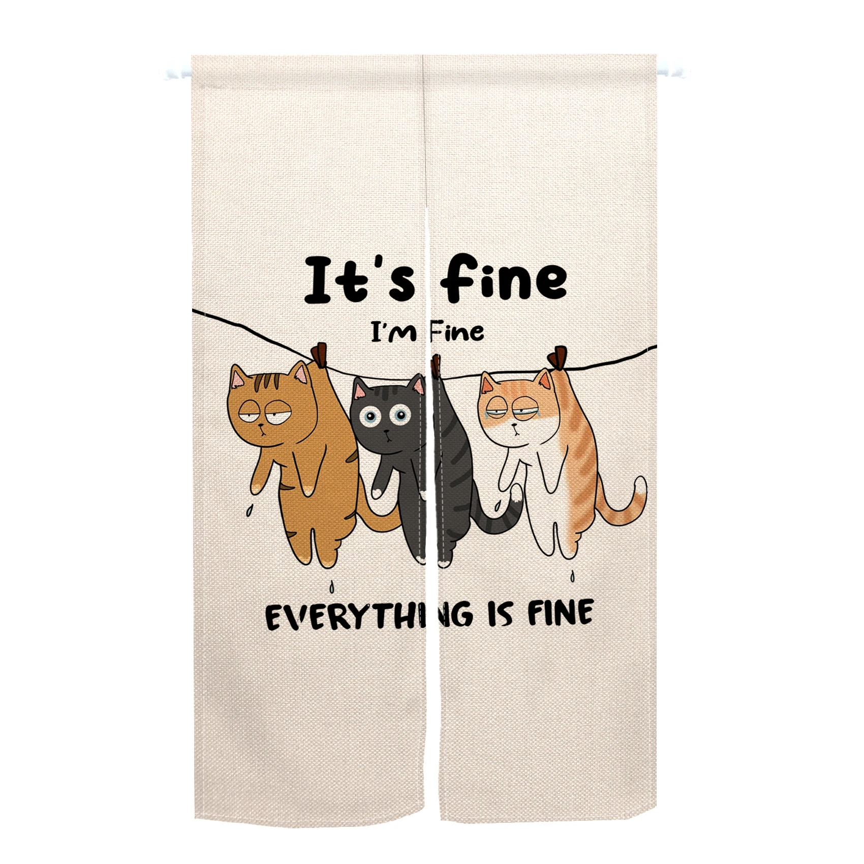 Funny Cat Japanese Door Curtain Noren Cute Drape Living Room Restaurant Doorway Partition Kitchen Entrance Hanging Half-Curtains