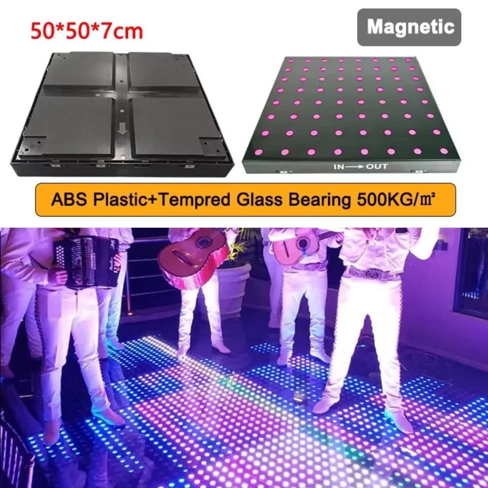 Portable Digital Light Emitting Diode Dance Floor with Remote Control Tempered Glass Video Dance Floor Stage Light