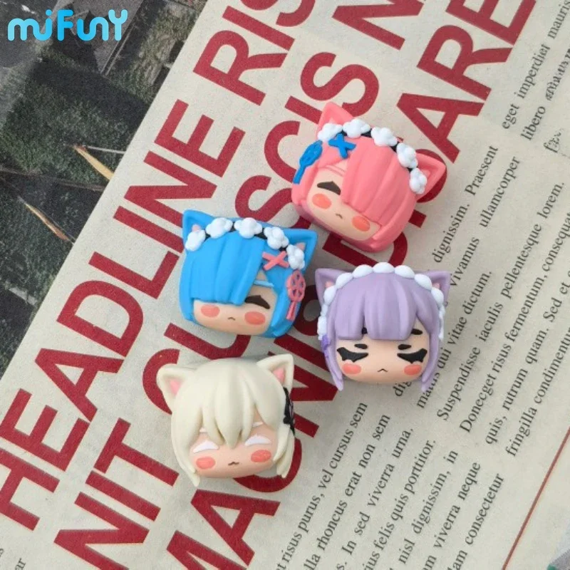 Cute Anime Cartoon Keycaps Rem/Ram/Emilia/Witch 3D Resin Printing R4 Handmade Customized Mechanical Keyboard Keycaps Accessories