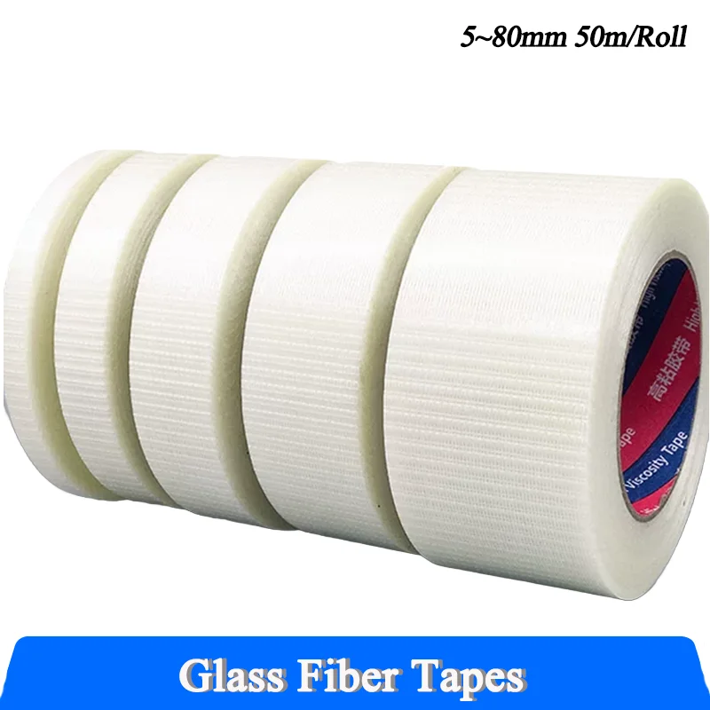 

High-Strength Fiber Strapping Tape Clear Packaging Tape for Heavy Duty Bundling Industrial Adhesive Single Sided 5~80mm 50m/Roll
