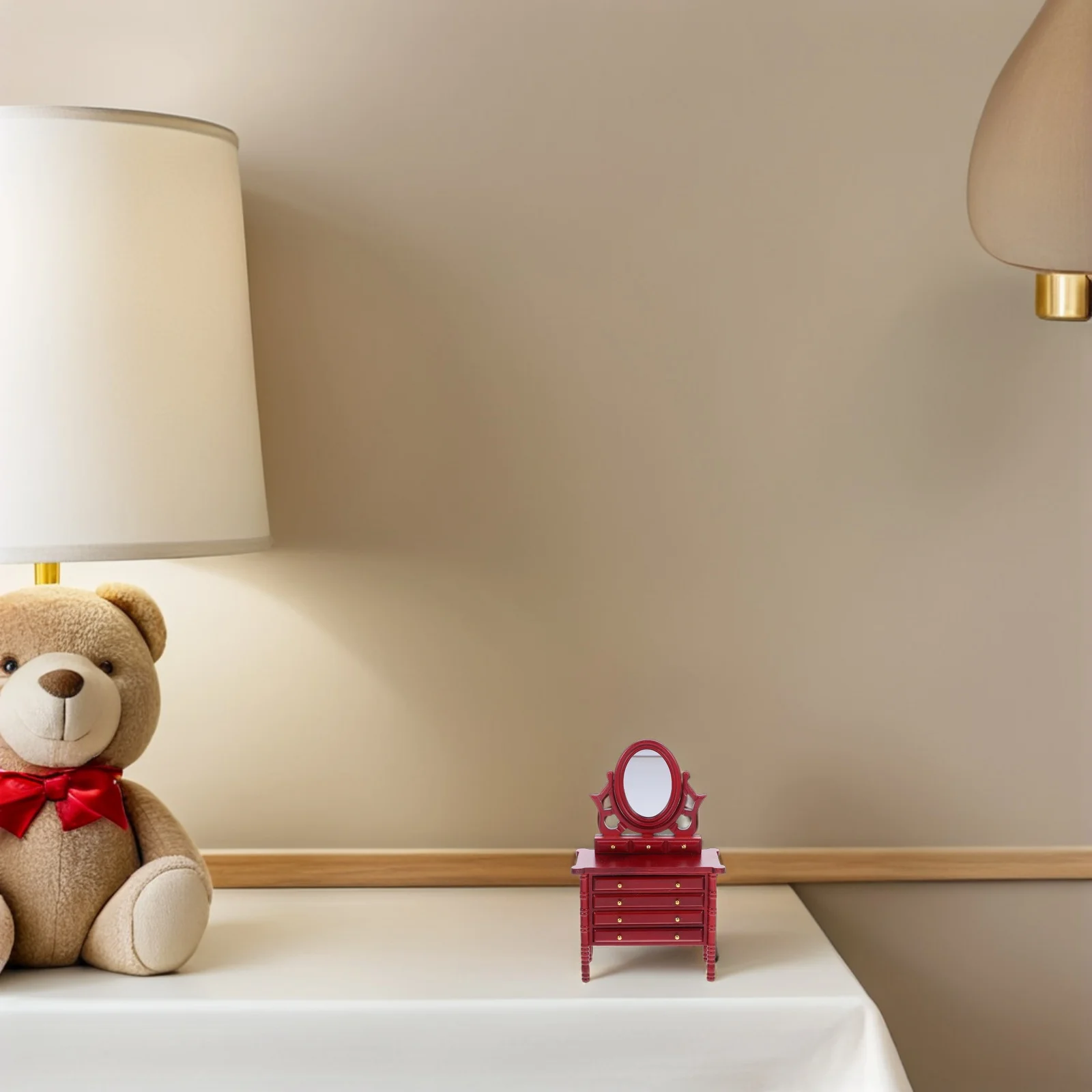 ミニドレッシングテーブル家具ドールハウスキャビネットサイドボード寝室ミニチュアドレッサーモデル女の子用化粧台ヴィンテージデスク