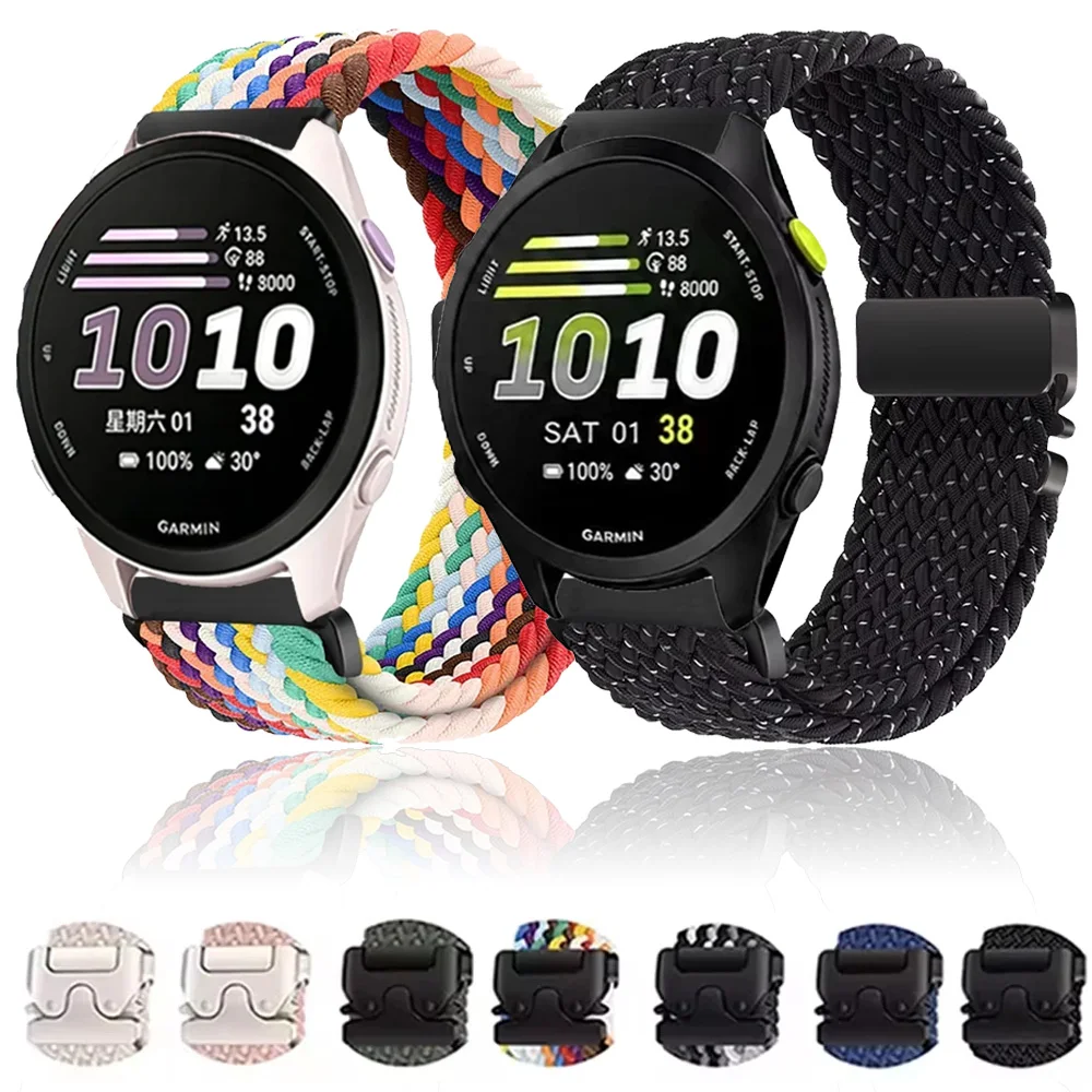 20mm 22mm Nylon Braid Band For Garmin Forerunner 170 70 970 55 570 Parachute Buckle Durable Strap Bracelet Oneplus Lite 4 3 2 2R