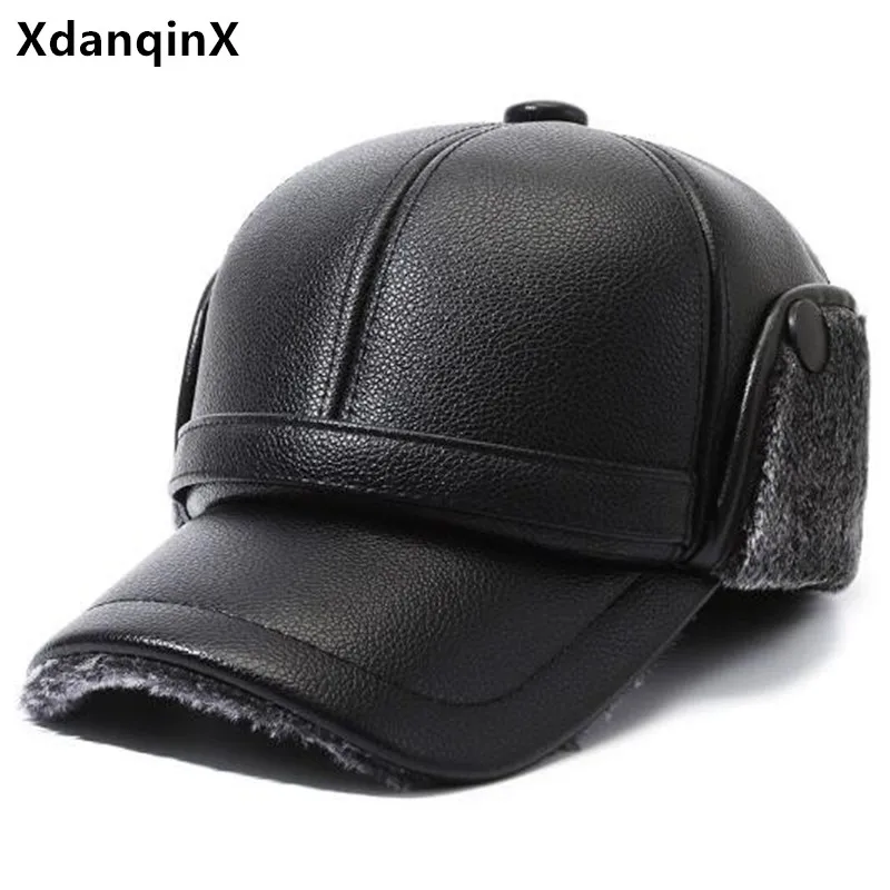 

New Winter Men's Caps Plush Thickened Baseball Cap Coldproof Warm Earmuffs Hats Cycling Hat Golf Cap Elderly Dad's Winter Hat