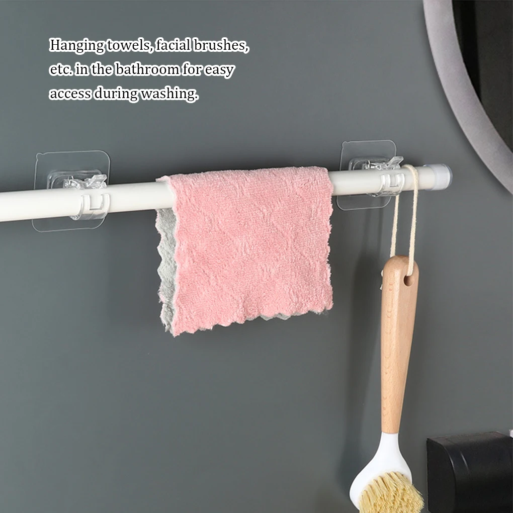 Self Adhesive Window Curtain Rod Clip Puncture-free Towel Rods Holder Clamp