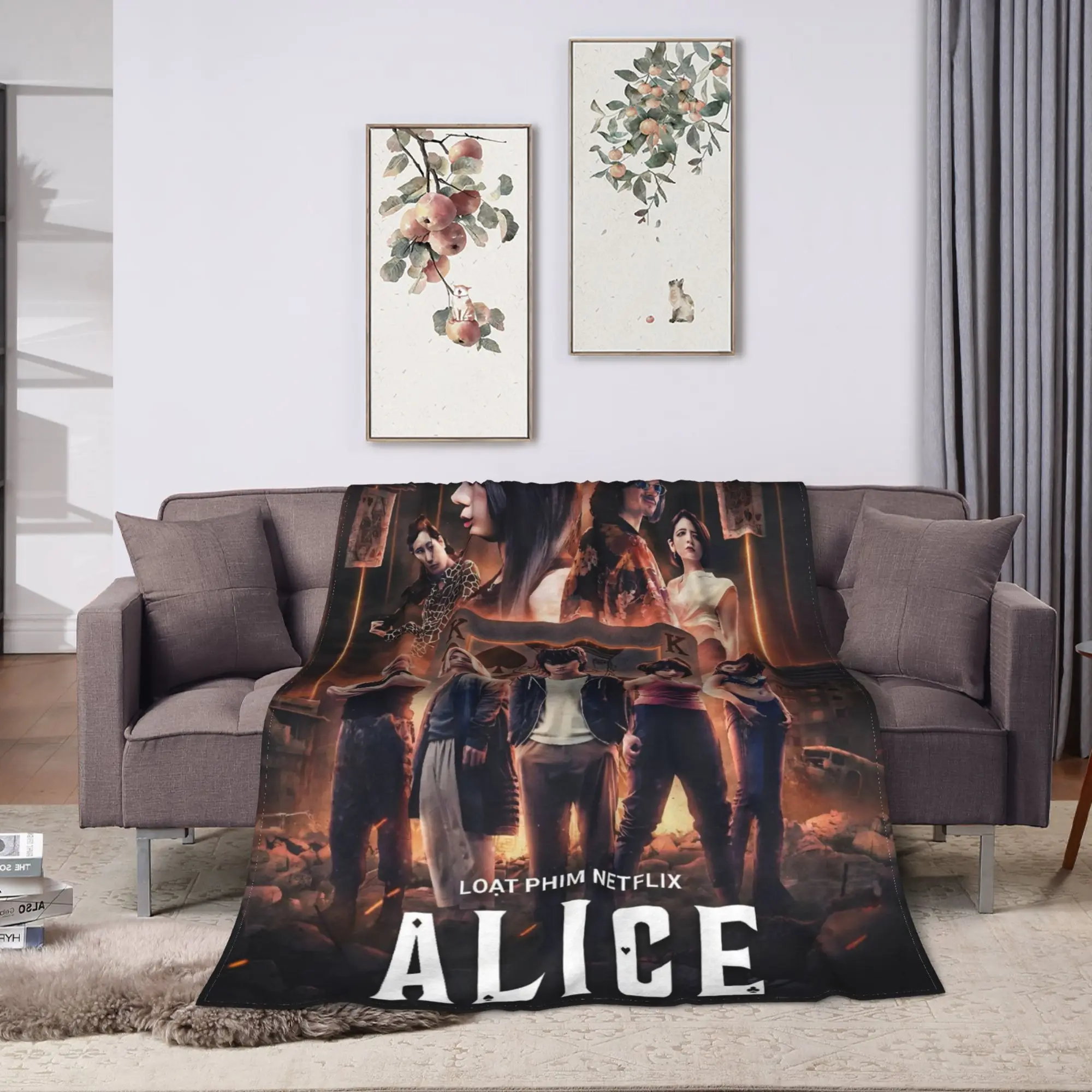 Alice In Borderlands Blanket Quality Warm Soft  Throw Blanket Winter Students Couch Chair Aesthetic Bedspread