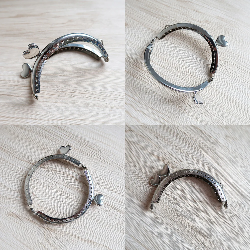 하트 모양 동전 지갑 프레임 반원형 8.5cm 철 가방 액세서리 빈티지 각인 녹 방지 DIY 핸드백