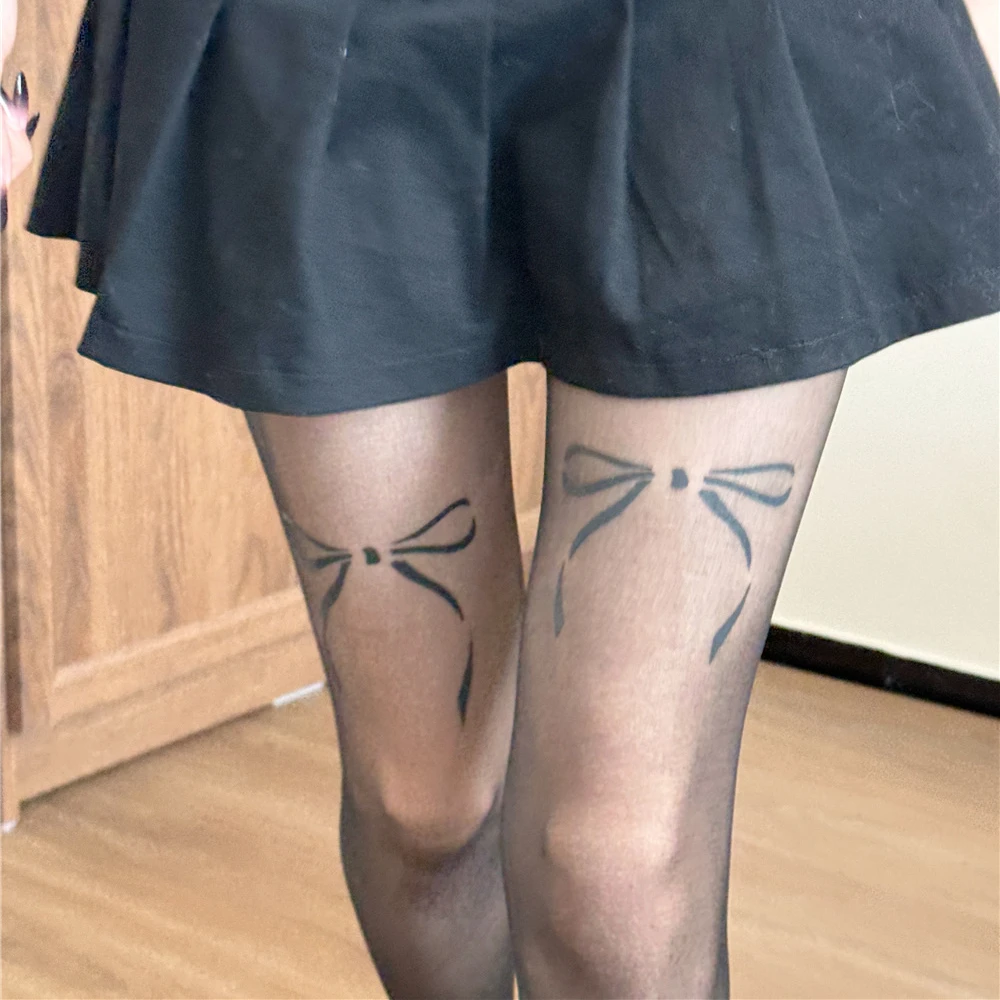 Sweet Girls Tights Cute Bow JK Lolita Girl Thigh High Stocking Pantyhose Women Tights Sexy Lingerie Y2k Body Stockings Pantyhose