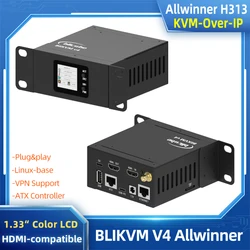 BliKVM V4 Allwinner H313 Soc KVM Over IP PoE HDMI-comaptible Video Loop Through PiKVM RTC Video Capture Debugged Plug & Play