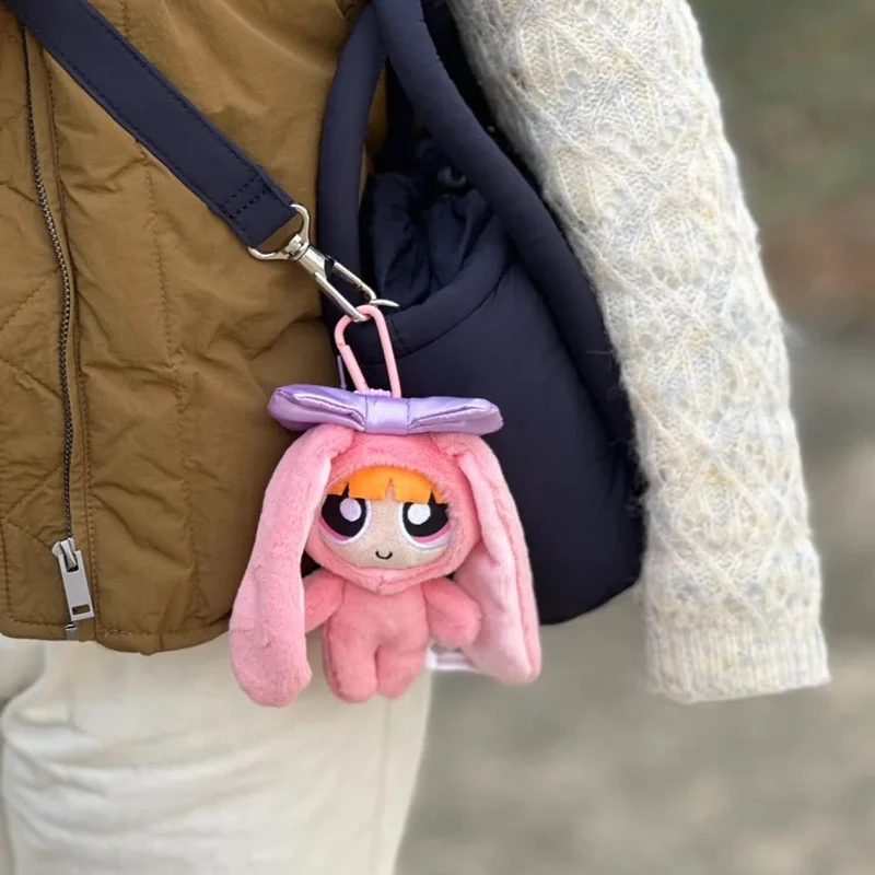 12 cm Tasche Plüsch Anhänger Powerpuff Girls Cartoon Nette Dress Up Hase Kaninchen Plüsch Spielzeug Anhänger Fliege Puppe Geschenk puppe für Mädchen – Detail 2