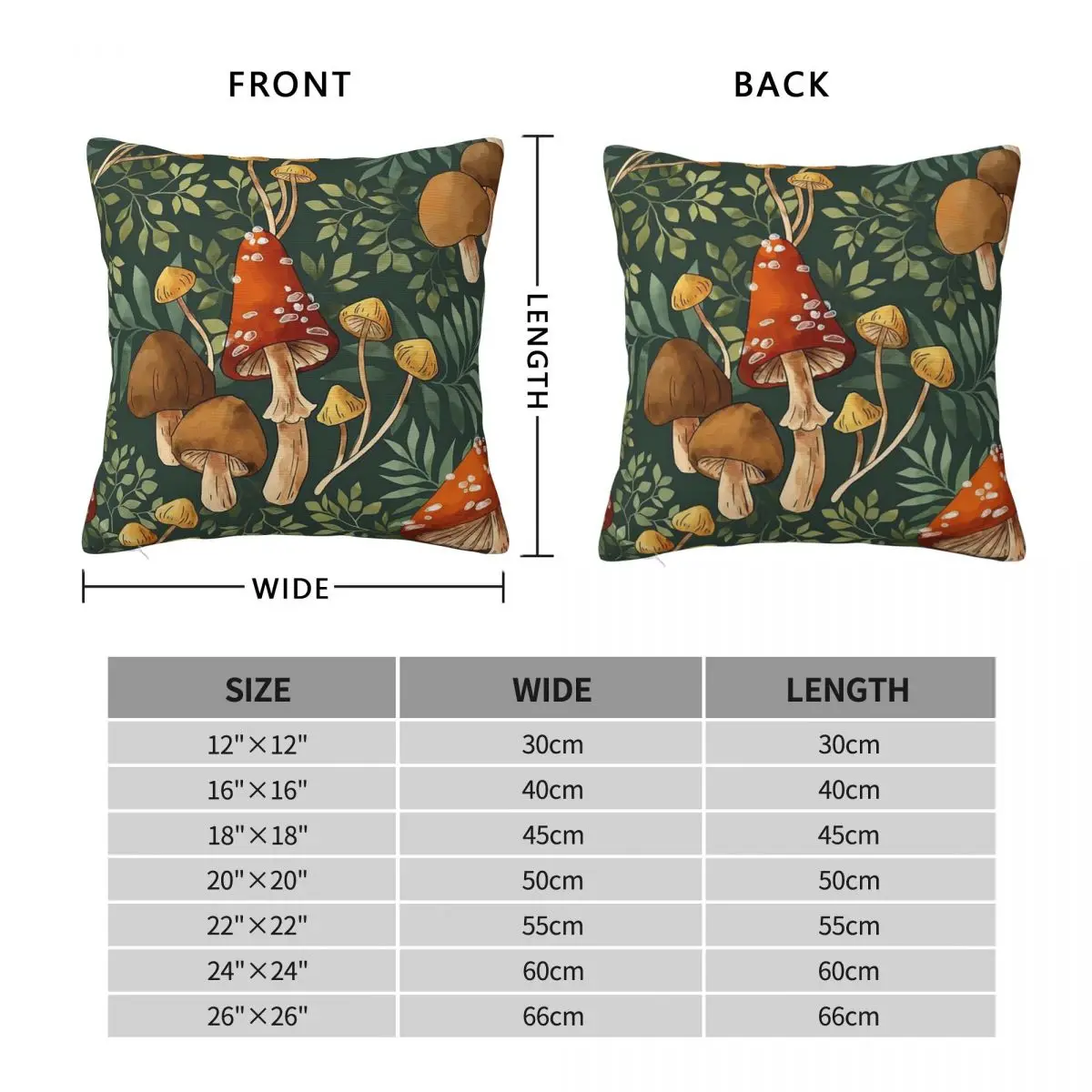 Woodland Mushroom Spray Pillowcase Cushion Comfort Throw Pillow Sofa Decorative Cushions Used for Home Bedroom Living Room