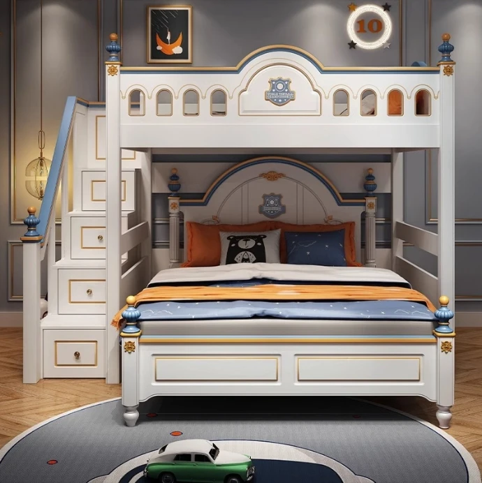 어린이 공주 방 원목 캐슬 이층 침대 디자인, 계단과 - Bunk Bed With Stairs And Slide 리뷰 및 가격
