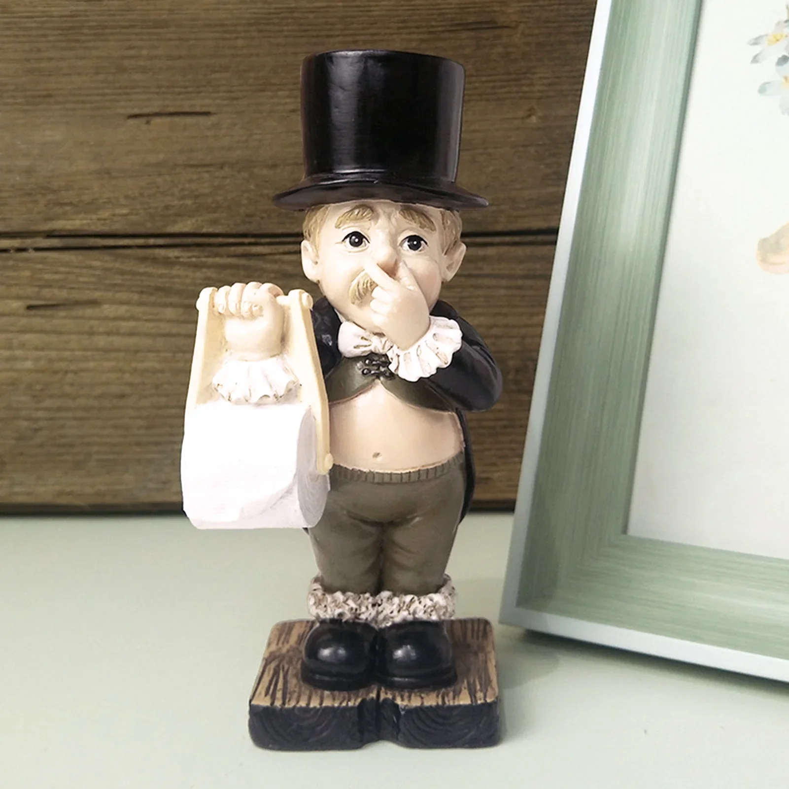 Funny Creative Spoof Paper Holder Statue Cute Resin Toilet Butler Paper Sculpture Figurines for Home/Desktop/Toilet Decor