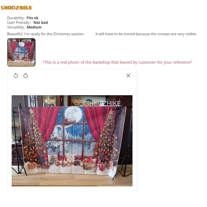 Christmas Day Window  Wreath Photography Backdrop Candies Living Room Family Party New Year Holidays Studio Background XH-25