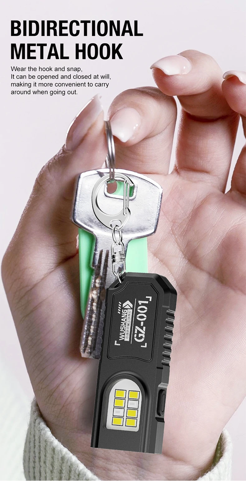 USB-Aufladbare Taschenlampe mit Stiftclip Leistungsstarke Mini-Arbeitsleuchte für Draußen mit Magnetischem Tragbarem Schlüsselanhänger LED COB Taschenlampe – Detail 7