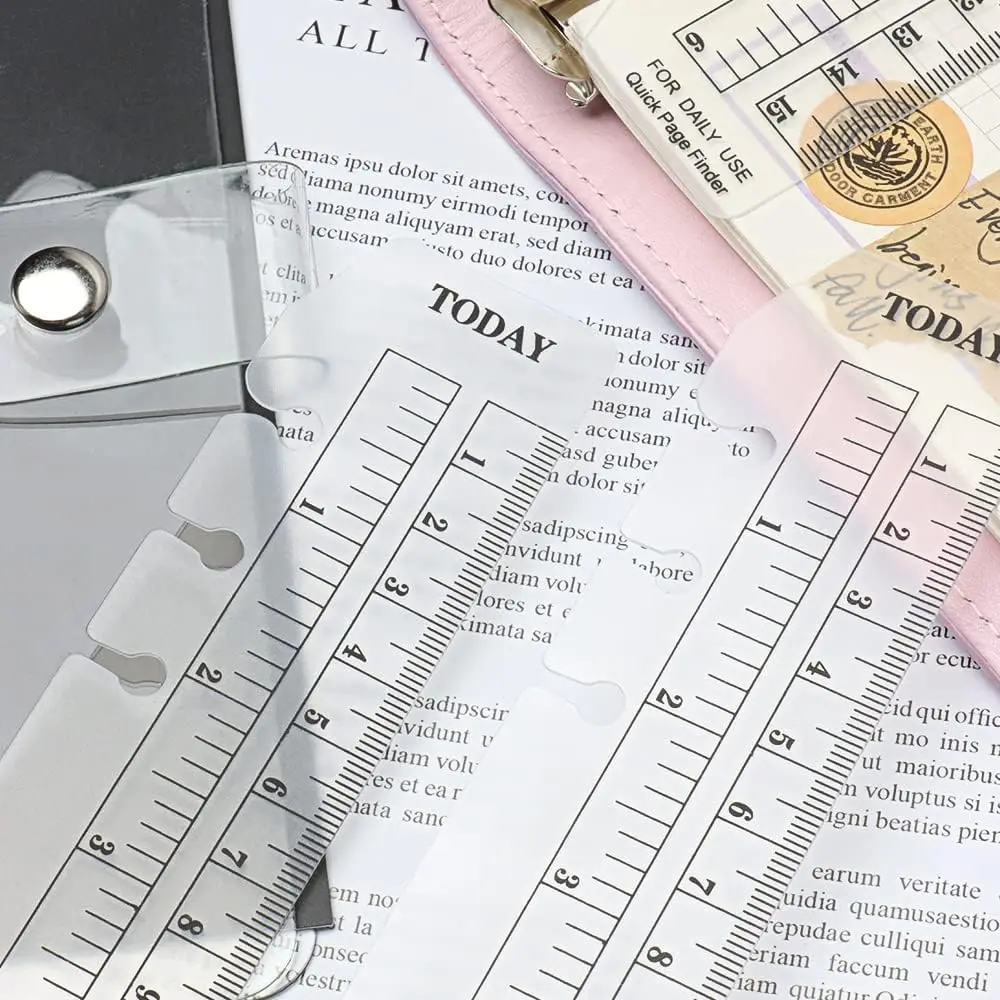 6 Hole Transparent Loose Leaf Notebook Bookmark Multifunctional Ruler Student Stationery Drawing Tool Drafting Drawing Ruler