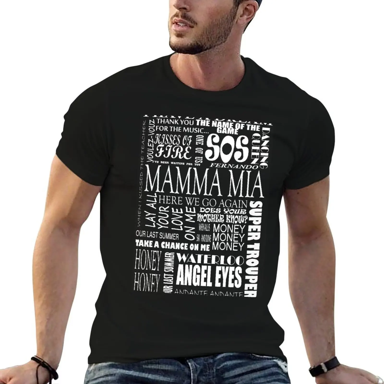 Mamma Mia words songs T-Shirt Plus Size Loose Fit T-Shirt