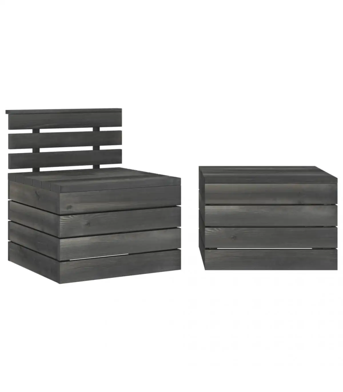 Garden sets garden furniture pallets 2 pieces pine wood dark gray