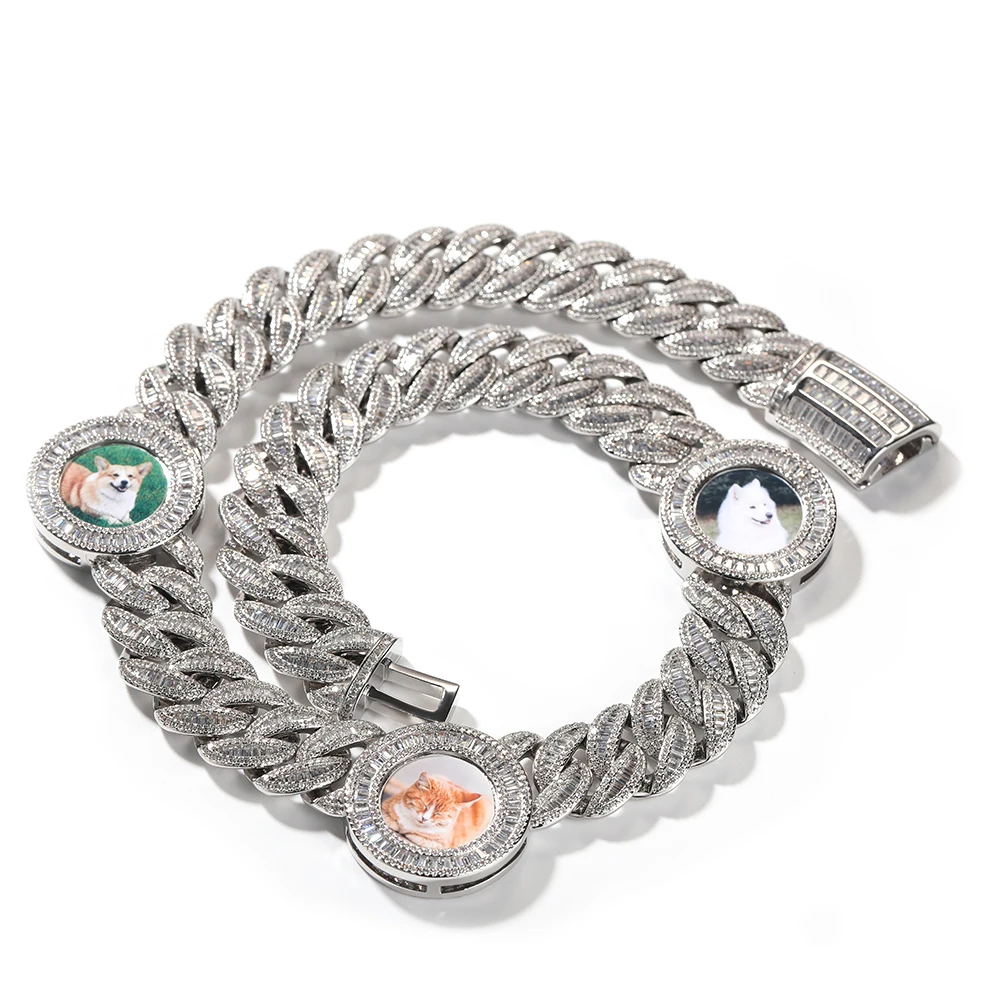 UWIN شخصية صورة المعلقات مع 20 مللي متر الثقيلة Bagueteecz الكوبية سلسلة قلادة اليدوية موضة الهيب هوب مجوهرات للرجال #4