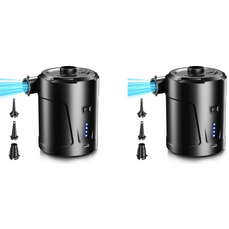 

2X Electric Air Pump Portable Wireless Air Pump Inflatable Mattress Pump Inflator&Deflator Pool Pump For Camping Boats