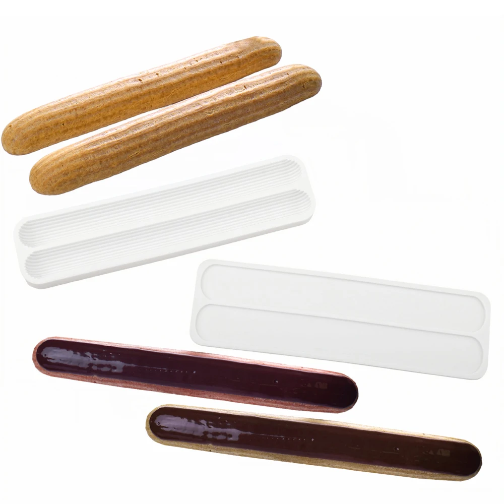 Eclair Dessert Baking Tools Chocolate Puff Silicone Mold Long Strip Puff Cake Mold Kitchen Supplies Pastry Silicone Bakeware