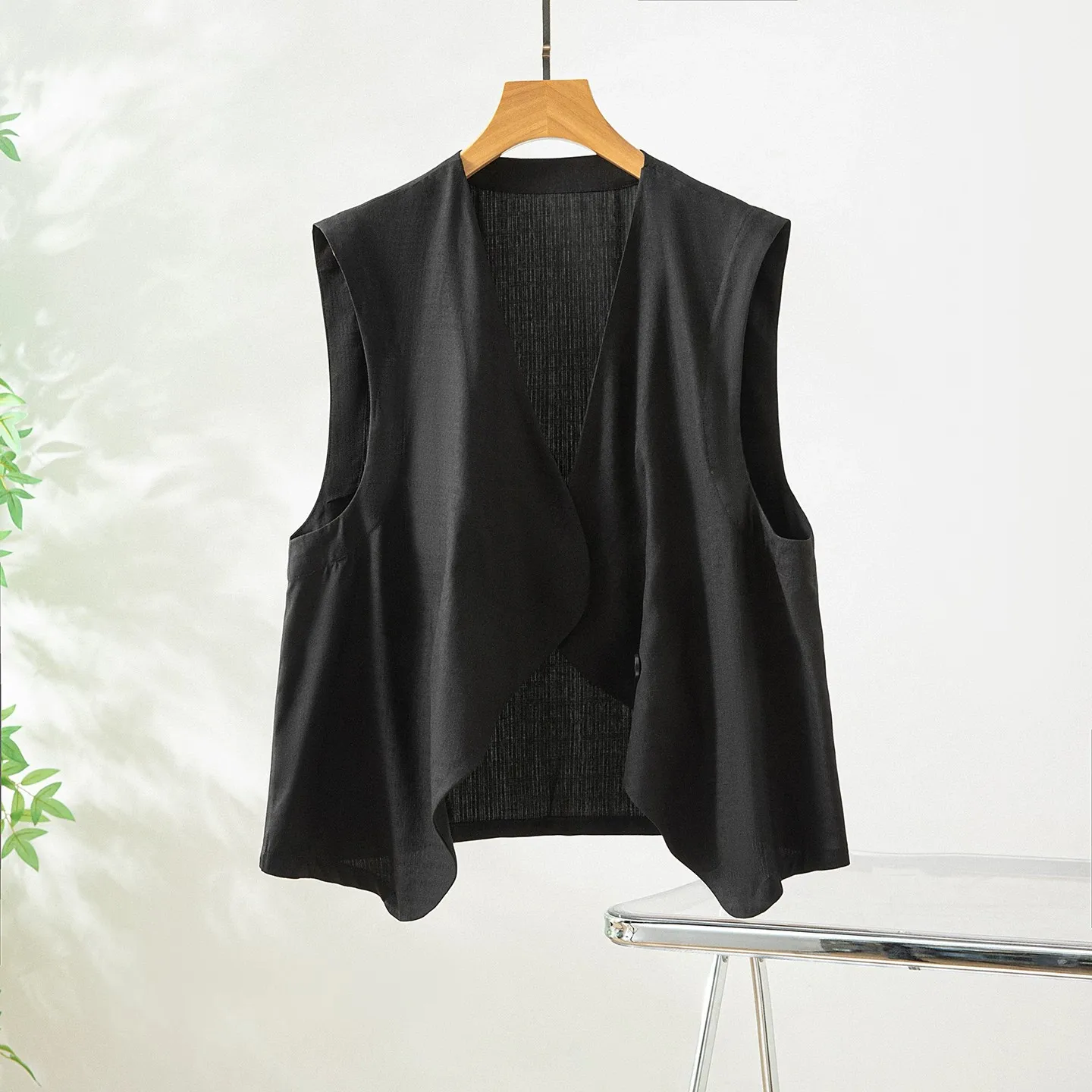 Winsleter-100%Spun Silk Elegant Vest Coat, O Neck Solid, Women Korean Versatile OL Commute Waistcoat, 2026 Autumn New C69764CC