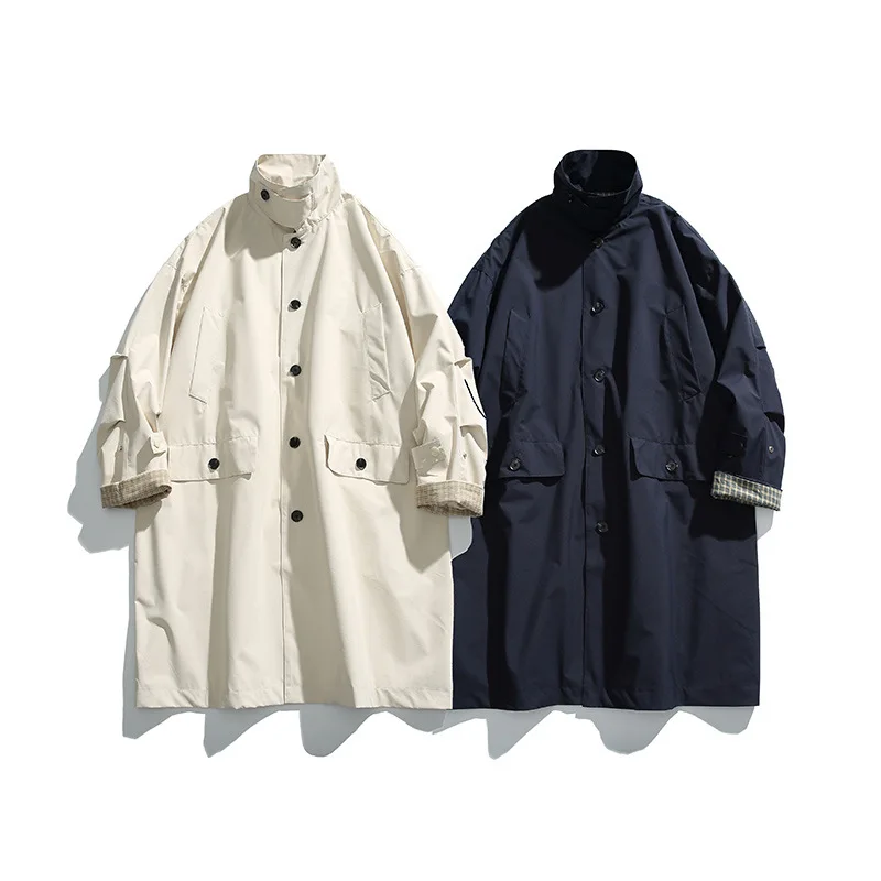 

2025 Autumn Mens Japanese Style Outdoor Coat Mid Length Stand Collar Loose Windbreaker Lightweight Casual Jacket Man jacket