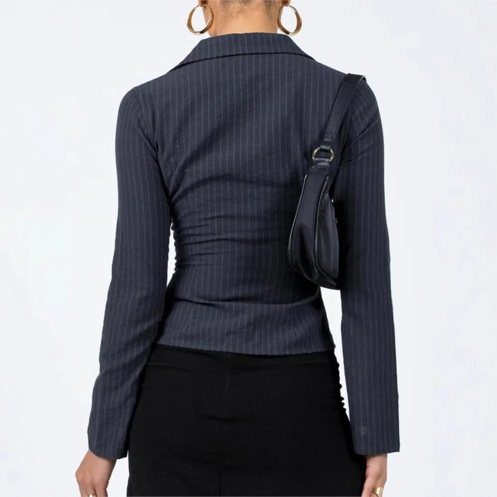 Lente Herfst Nieuwe Revers Single-breasted Vest Lange mouwen Vrouwen Mode Gestreepte Afslanken Veelzijdige Kantoor Vrouw Shirt