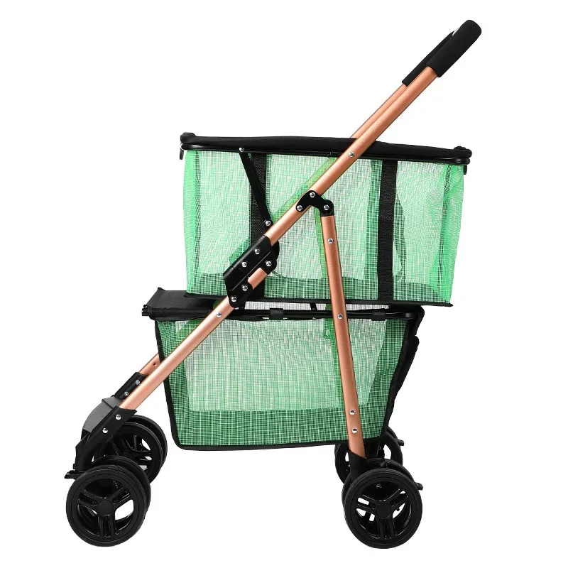 New Model Lightweight Supermarket Cheap Reusable Shopping Cart Hard Wearing Trolley Shopping Folding Cart