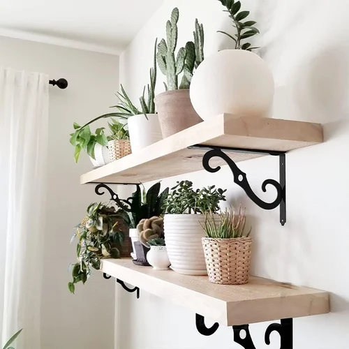 Imagen 2 del producto Soporte Triangular de hierro grueso, soporte de estante de Metal montado en la pared, estilo clásico, resistente, 4 Uds.