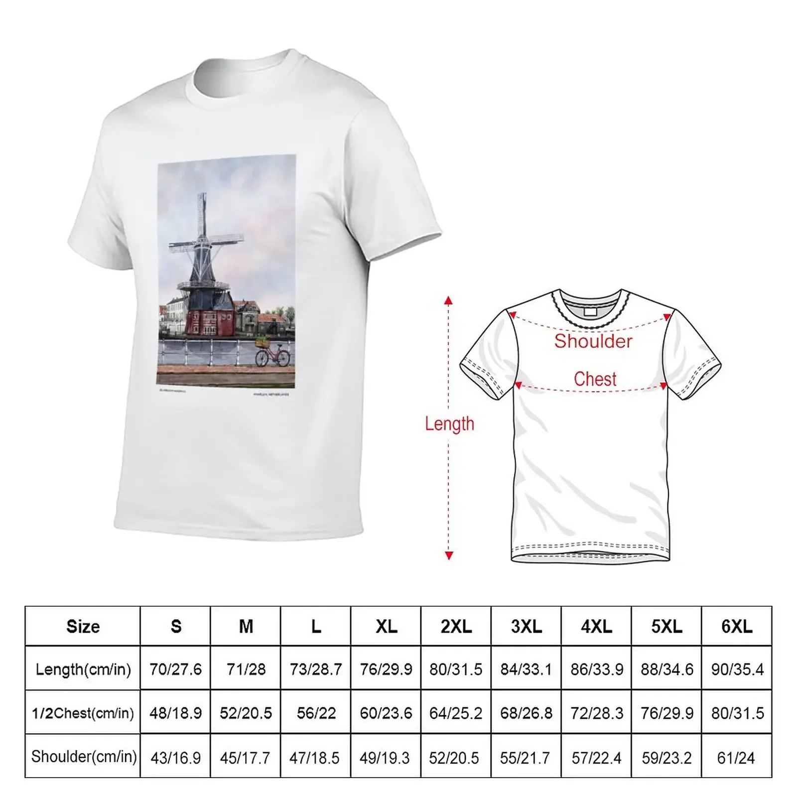 Haarlem, Netherlands Amsterdam Dutch Art Europe Illustrations Gift for Traveler T-Shirt quick drying oversized t shirts for men