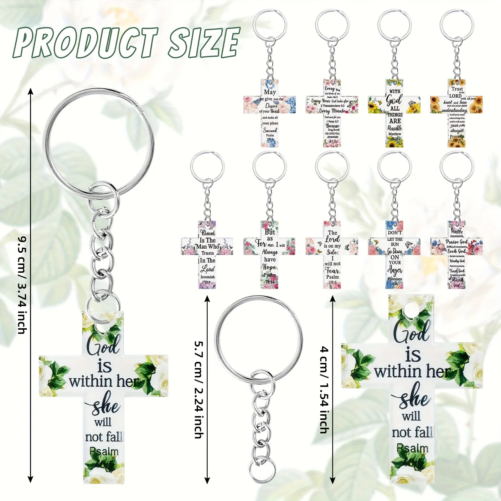 48pcs Bulk Christian Bible Verse Keychains for Women 2D Flat Religious Keepsakes, Bible Verse Keychain Bulk Pack - -Based Gifts Suitable for Christians (Ideal for Church Events, Sunday)