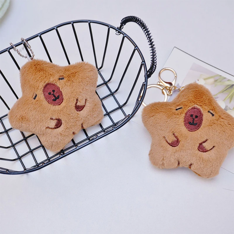 Schattige Capybara Pluche Pop Cartoon Piep Speelgoed Sleutelhanger Hanger Zachte Pop Sleutelhanger Rugzak Autotas Sleutel Hanger Kind Cadeau