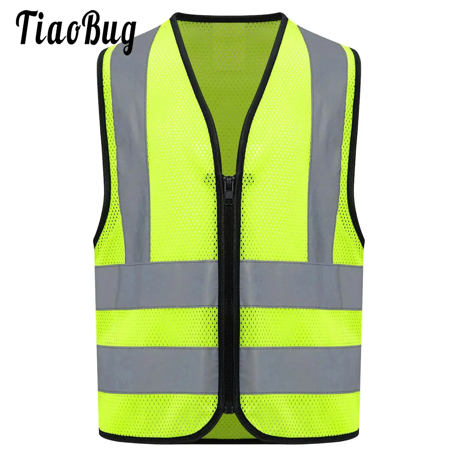 Kids Boys Girls Safety Vest Reflective Clothing Protective Waistcoat High Visibility Green Safety Vest for School Outdoor 3Y-12Y