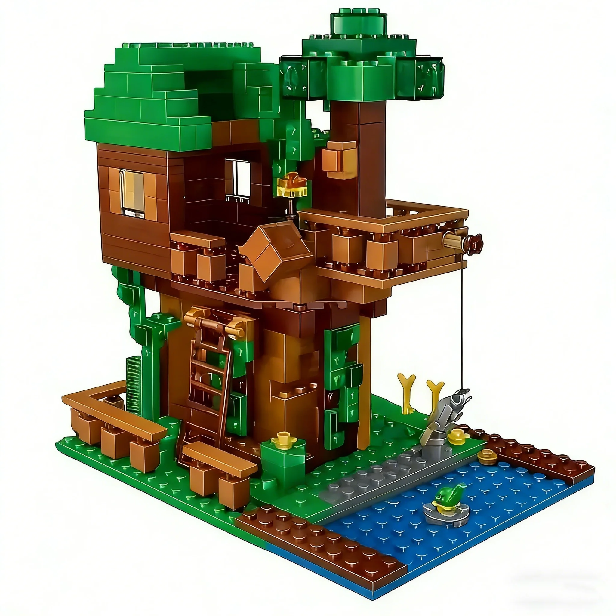 Luxuriöses 6-in-1 großes Dorfstapelblock-Set mit Baumhaus |   Premium-Design |   Geschenk und Sammlung