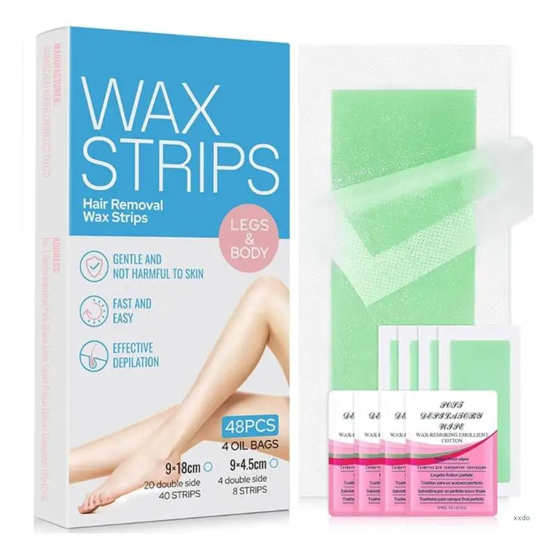 48 Pcs Hair Removal Waxing Kits Wax Strips Face Hair Removal for Women Men Face Body Underarm Arms Legs Chest