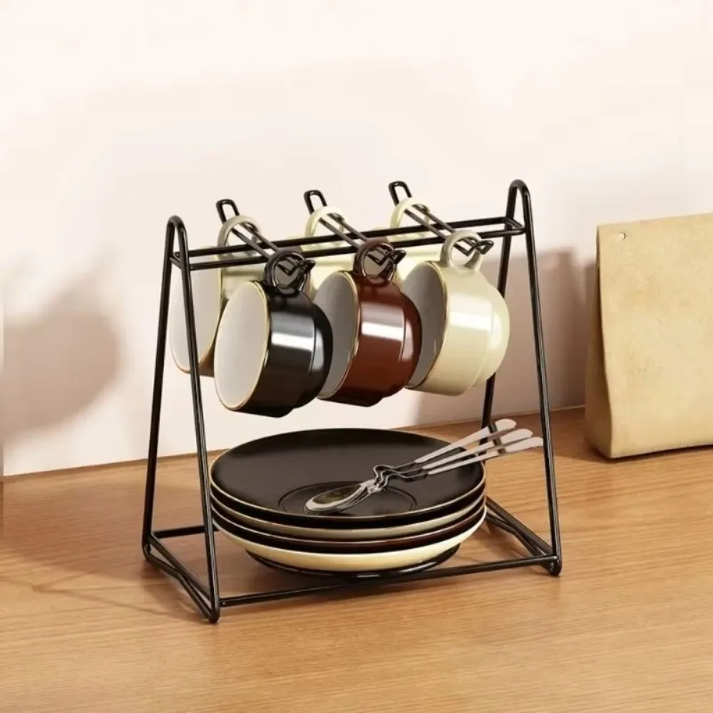 New Iron Coffee Cup Rack Vertical Space Saving Coffee Cup Holder Open Frame Design Ventilated Mug Rack For Kitchen