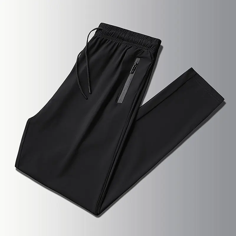 Pantalones elásticos de verano para hombre, pantalón informal de cintura elástica fina, 5XL, 6XL, 8XL, 9XL, sedoso, para trotar al aire libre, talla grande