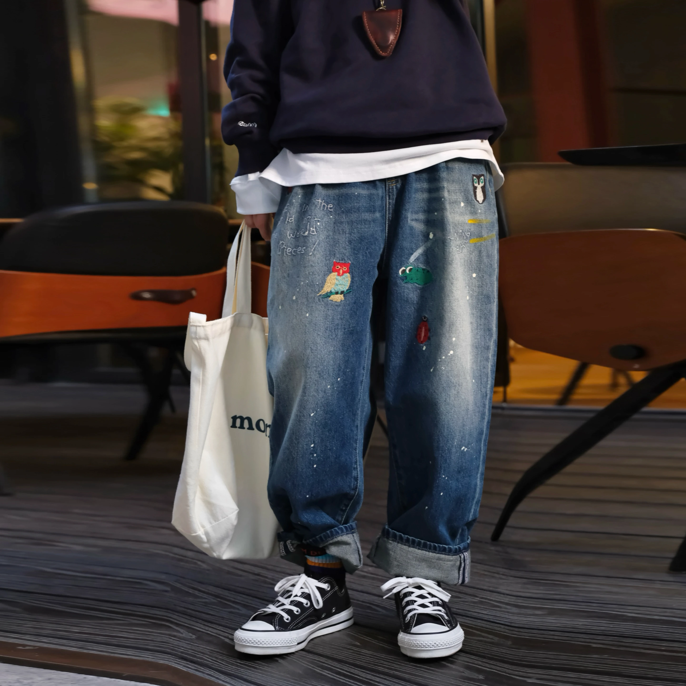 retro-embroidered-kids-jeans-casual-straight-leg-pants-middle-waist-for-boys-and-girls-all-seasons-wear-resembling-carrot-ape