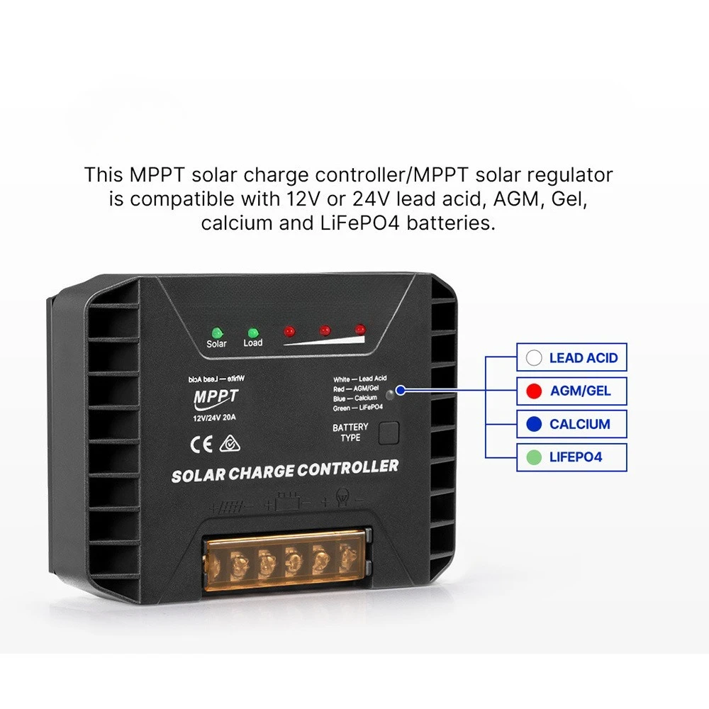 12V/24V 20A MPPT Solar Controller Solar Panel Charge Controller