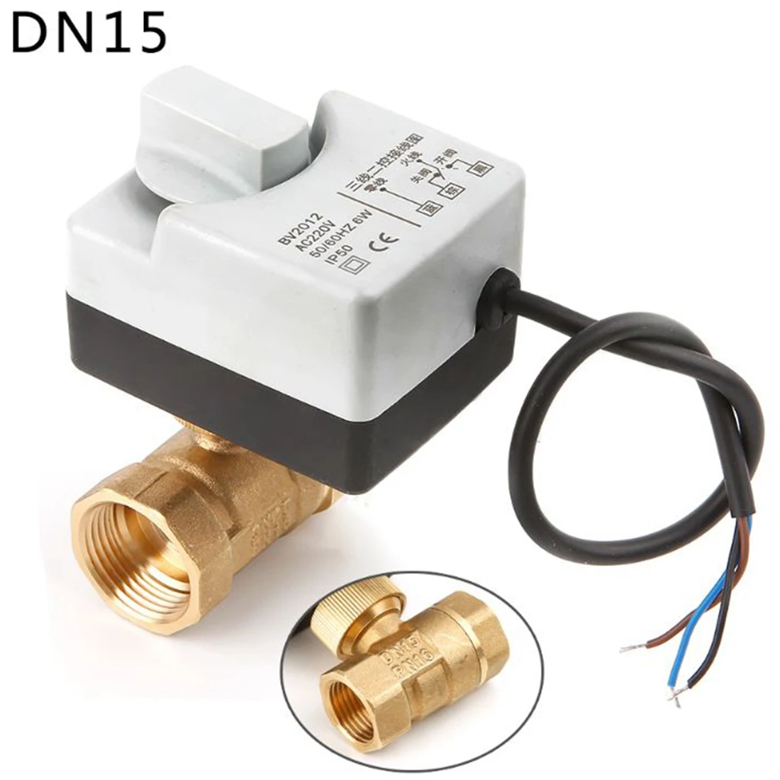 

Ac220V Dn15 2 Way 3 Wires Motorized Ball Valve Electric Actuator With Manual Switch