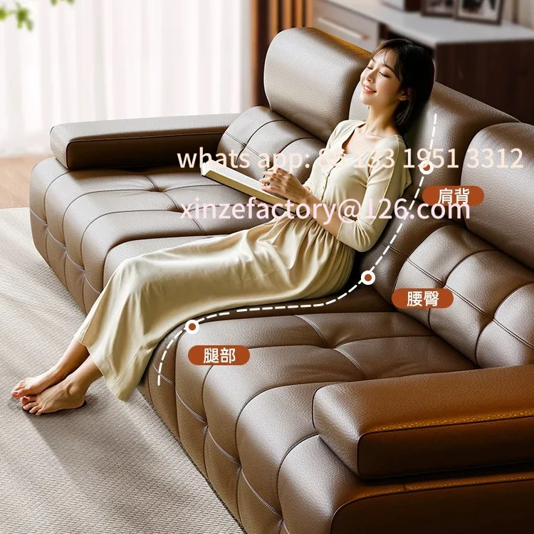 غرفة معيشة قابلة للتخصيص، صف مستقيم، أريكة جلدية عالية الجودة، وظيفة قابلة للتعديل، مسند ذراع، أريكة عالية الظهر #1