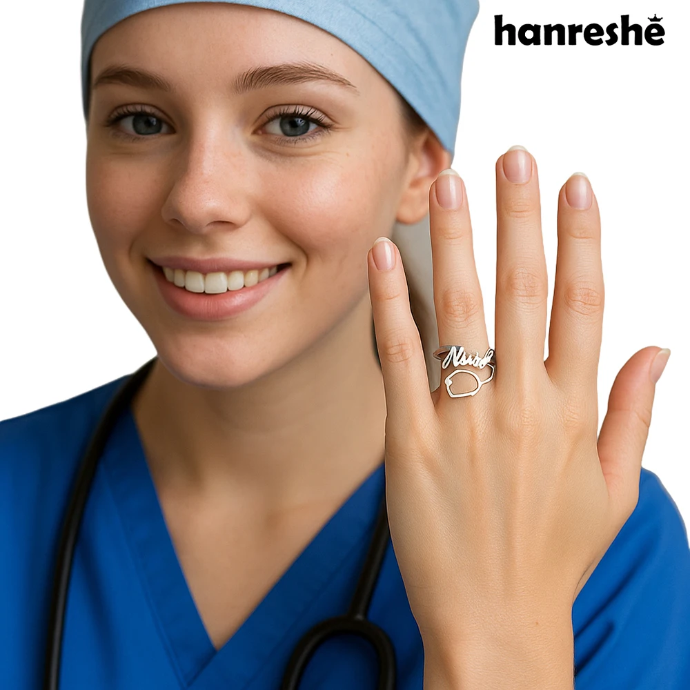 Hanreshe Stainless Steel Nurse Ring Openable Adjustable Medical Ring Nursing Jewelry for Doctor and Medicine Staff