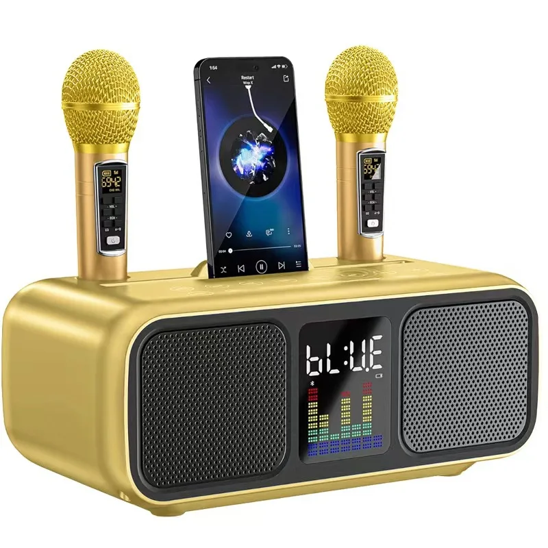 Portable Mobile TV Entertainment Karaoke Bluetooth Speaker UHF Handheld Microphone Professional Singing All-in-One Machine Sound