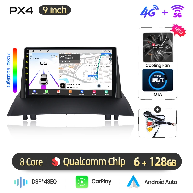 AWESAFE Draadloze CarPlay Android Auto Radio voor Renault Megane 2 2002-2009 GPS Navigatie Plug and Play RDS DSP CAN-BUS Retentie 2din