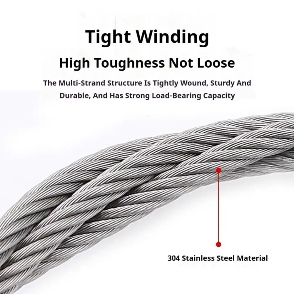 4Pcs 304 Stainless Steel Wire Rope 1.5mm M4 Wire Eyelets Panel Light Lanyard Anti-fall Safety Terminal Block for Hanging Lamp