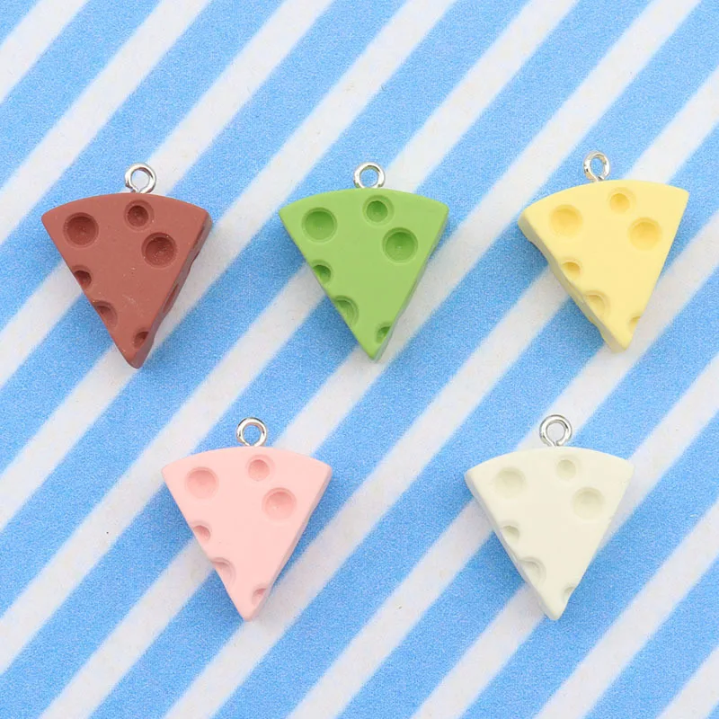 SW21 10pcs Fun Simulation Mini Triangle Cheese Resin Charms Yellow Pendant Earring Keychain Decor Diy Jewelry Making Wholesale