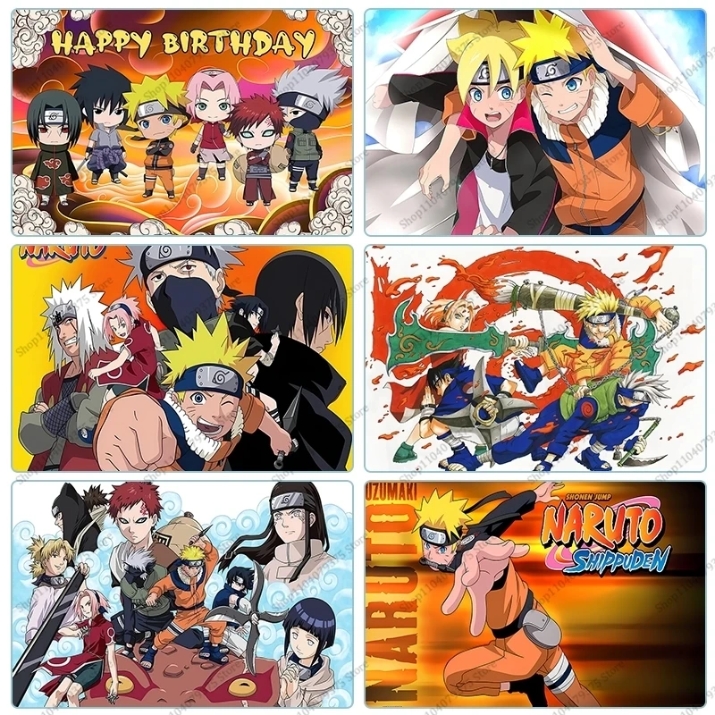 خلفية تصوير لعيد ميلاد الأطفال ناروتو ، ديكور حفلة عيد ميلاد للفتيات ، ديكور حفلة طفل #1