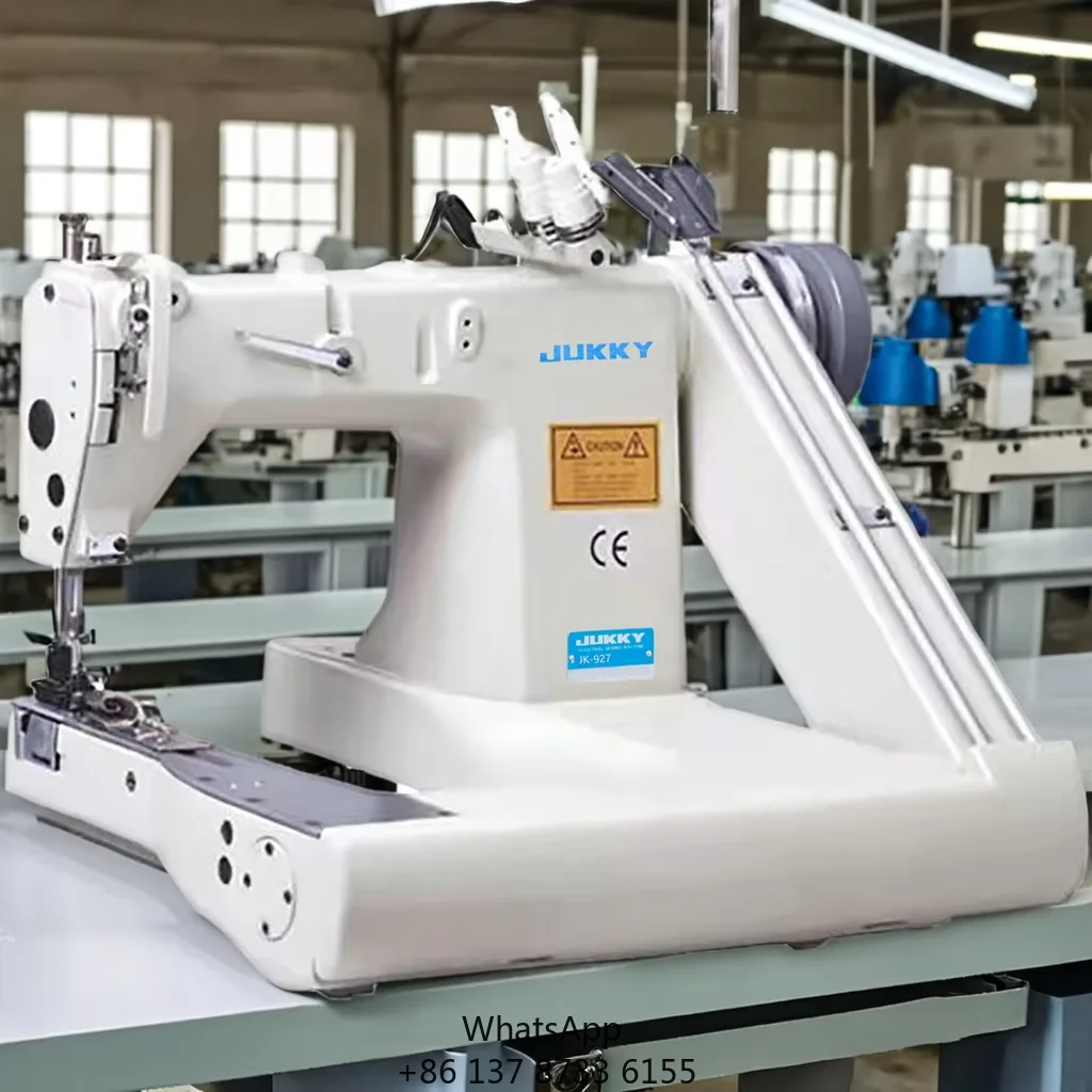 JUKKY-927 Wytrzymała, szybka maszyna do szycia z dwoma igłami, z podawaniem od ramienia, do szycia łańcuszkowego, do rękawów.